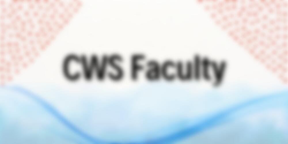 The text "CWS Faculty" surrounded by a blue and orange design